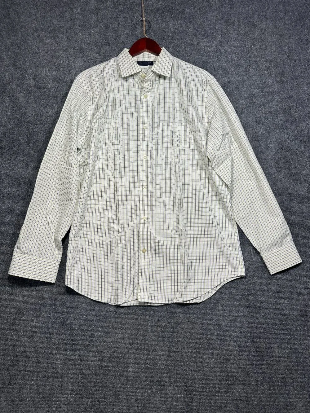 Banana Republic Shirt Mens Large Non Iron Classic Fit Yellow Blue Plaid Cotton